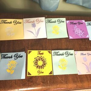 Hand Crafted Colorful Thank You Cards Set of 12